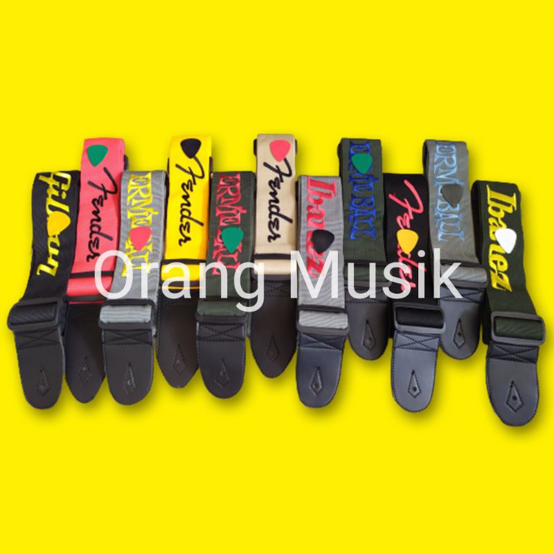 Strap Gitar Bordir Warna - Strap Bass Bordir - Sabuk Gitar dan Bass Bordir