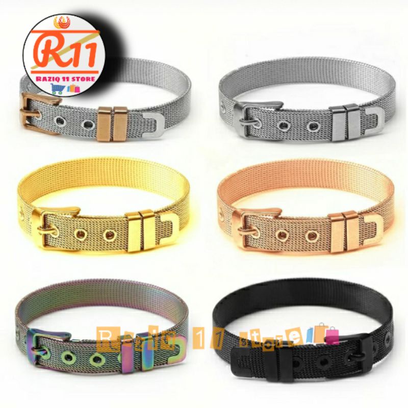 COD✅ [FREE 2 PEMBATAS] Gelang Gesper Sabuk Emas Titanium Stainless Steel