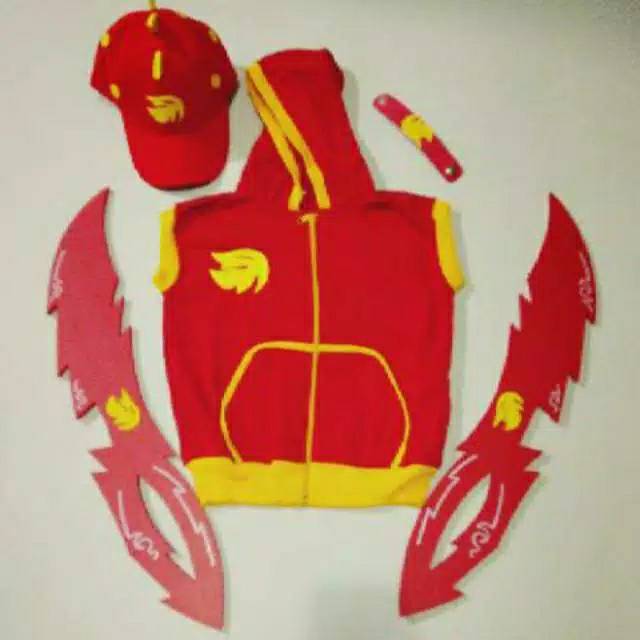 rompi,topi,2 pedang boboiboy api set