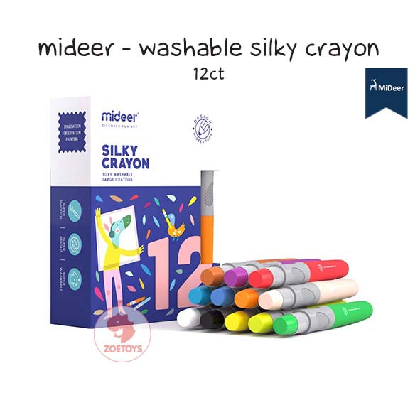 Zoetoys Mideer - Washable Silky Crayon 6 ct. 12 24 warna colors | Krayon Aman Body Face Painting | Cari Kado | Cari Kado Natal