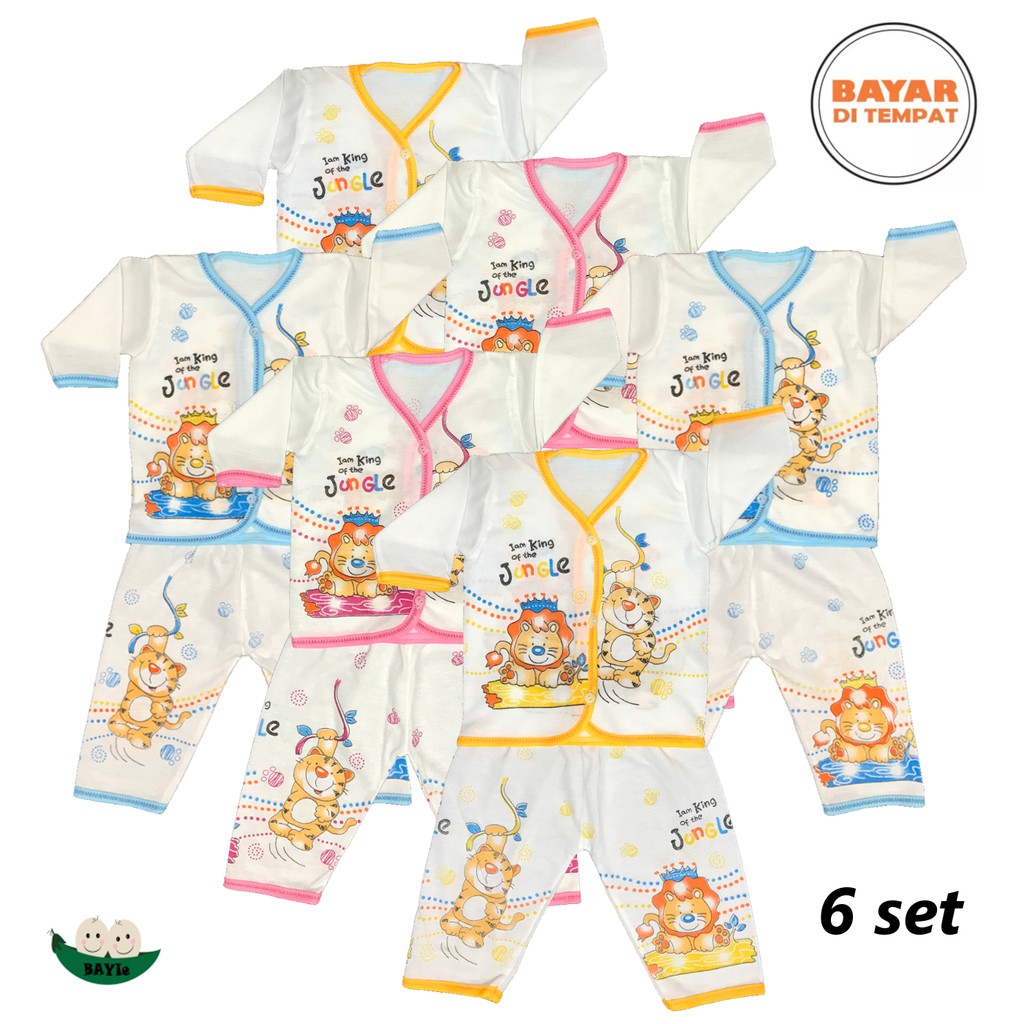 BAYIe - 6 SET Setelan Baju Bayi Lengan Panjang+Celana Panjang MELODY new born umur 0-3 bulan