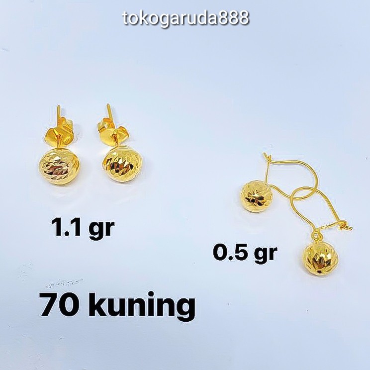 Anting gantung bulat merica anak dan dewasa emas asli kadar 700 70% 16k 22 surabaya ukir bola bola