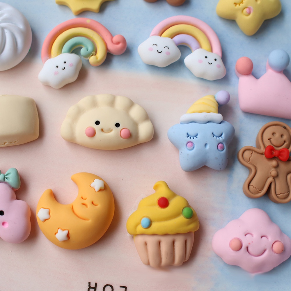 2 Buah DIY Resin Simulasi Kartun Lucu Roti Kukus Rainbow Cake Aksesoris