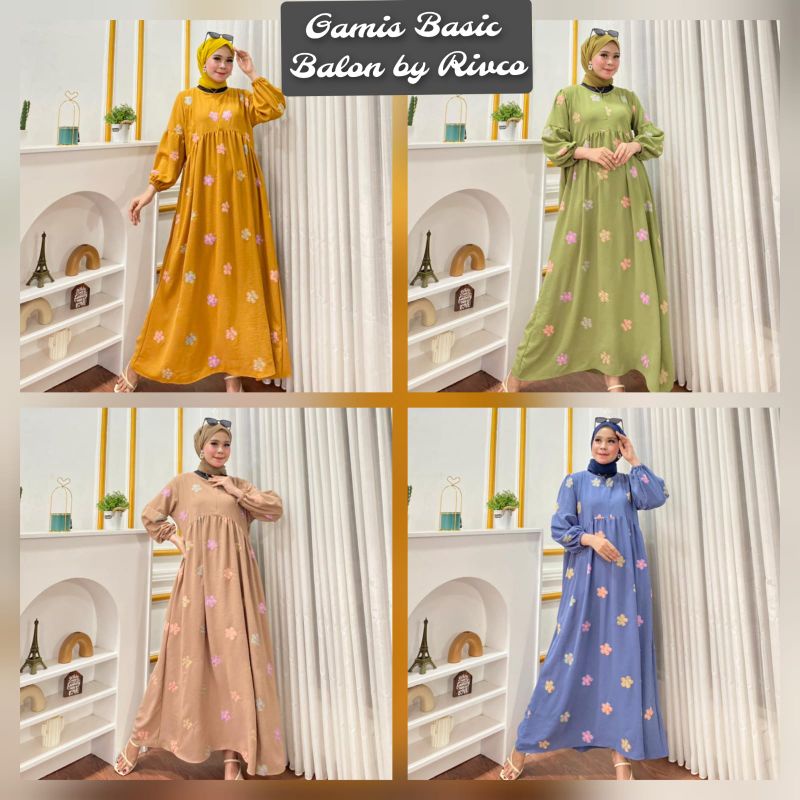 Dress Crinkle embos bunga// Dress Crinkle bunga// gamis Rivco