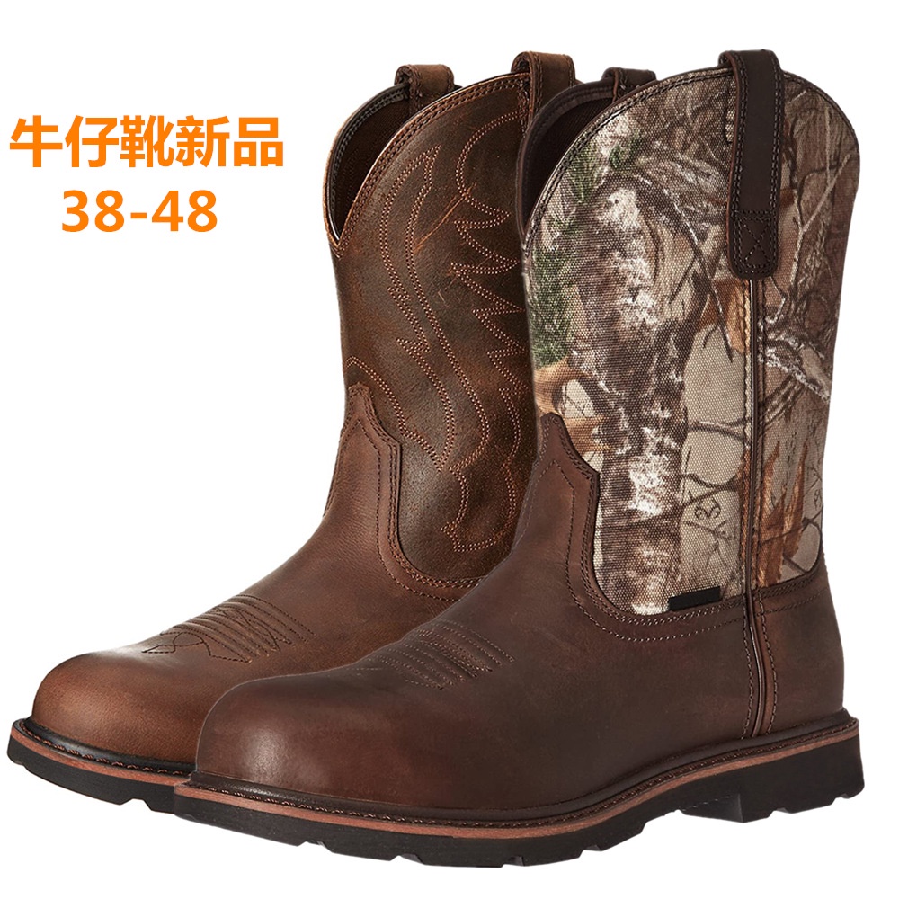 Hpiopl Kualitas Style 6091 Pohon Besar Elemen Western Cowboy Boot Borr Kerajinan Retro Sepatu Pria D
