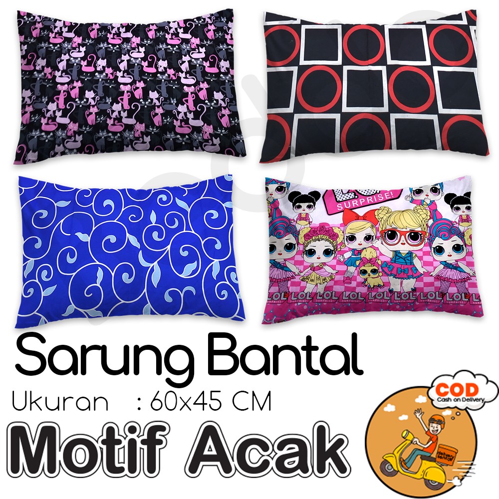 Sarung Bantal Motif Acak Polos Karakter Dewasa Abstrak Ukuran 60x45cm