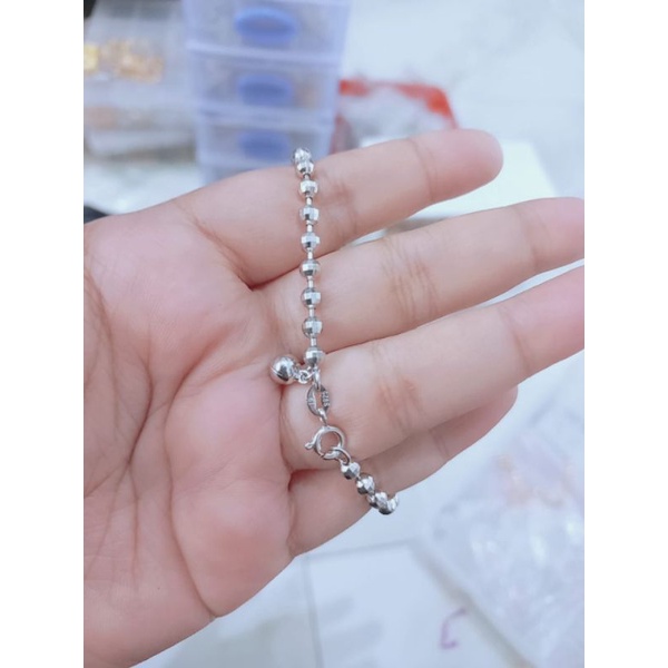 GELANG PERAK ASLI925 LAPIS EMAS/GELANG RANTAI DISCABALL 1BEL/GELANG ASLI SILVER