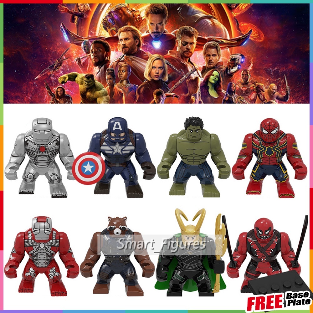 Mainan Action Figure Hulk Minifigures Spiderman Iron Man Captain America Marvel PG8261 Ukuran 7cm