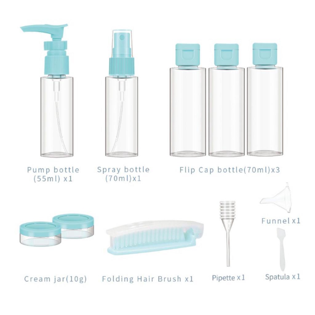 MINISO TRAVEL BOTTLE SET ISI 11 ITEM /BOTOL KOSONG/MINISO JAPAN GOOD