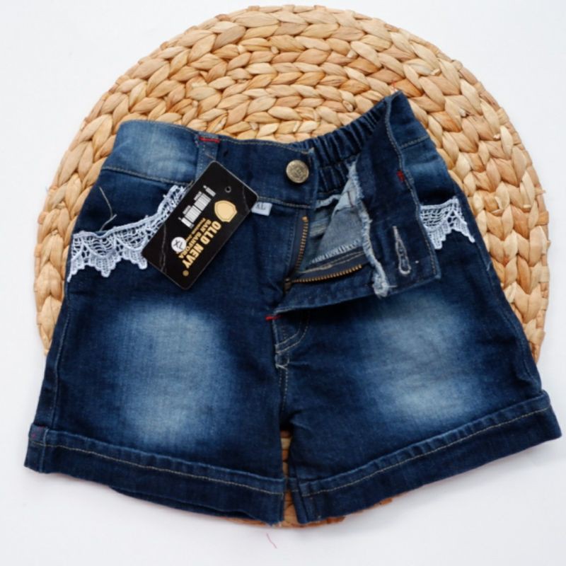 HOTPANTS RENDA CELANA PENDEK JEANS 2-4 th Celana Jeans Perempuan