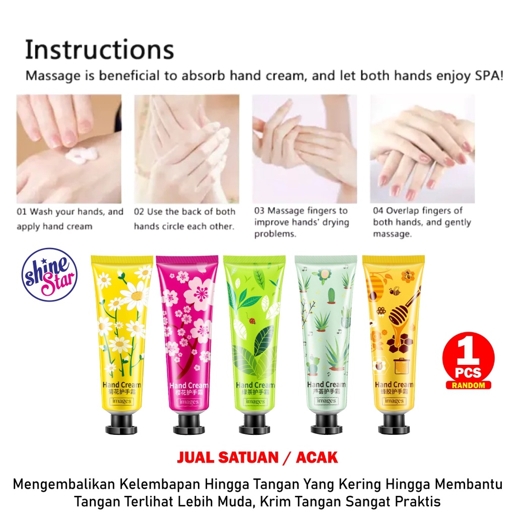 SHINE STAR - 1PCS RANDOM - HAND CREAM IMAGES 30GR / LOTION KRIM TANGAN MENJADIKAN TANGAN HALUS DAN LEMBUT