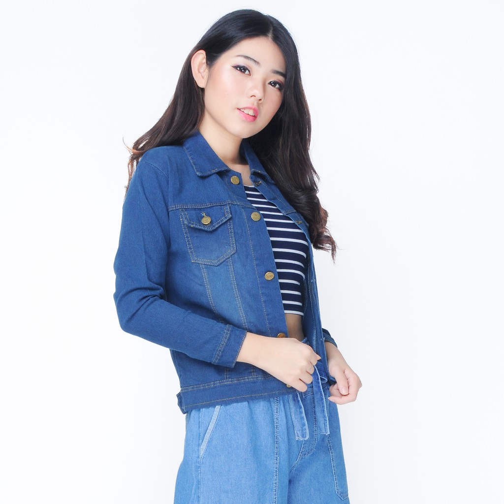 Jaket Jeans Washed Tangan panjang Wanita - XSHOP Raline