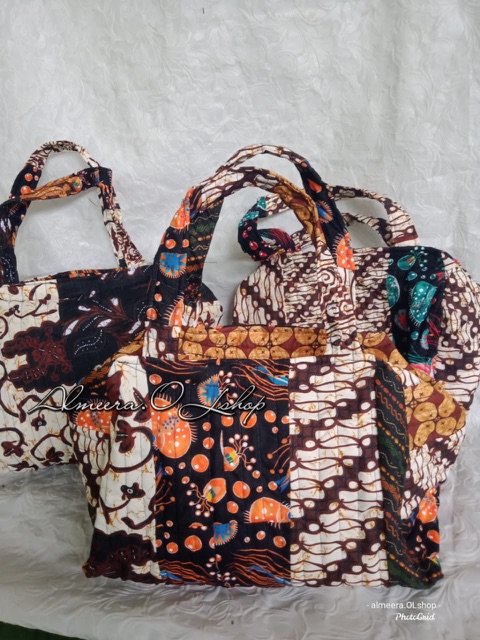 tas balon hand bag tas jinjing kain perca batik / tas travel