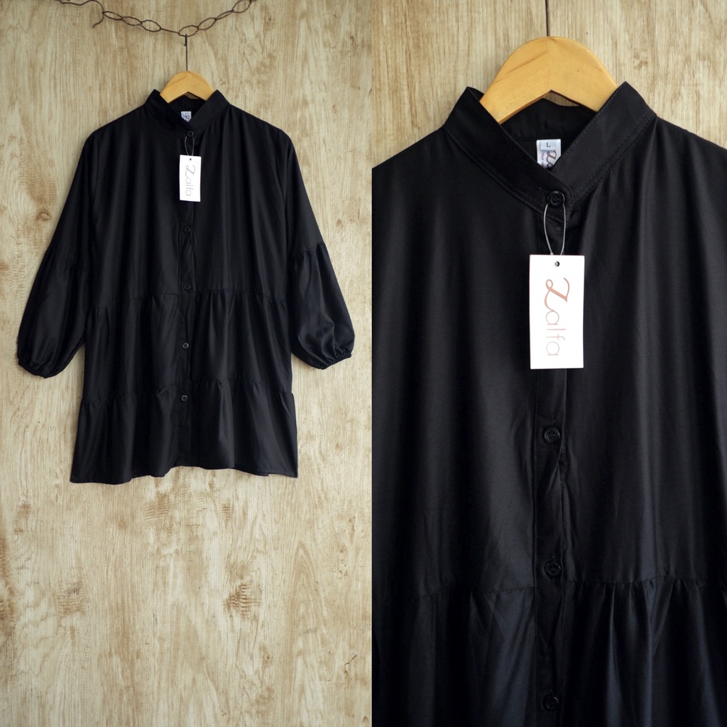 NOVA blouse by ZALFA OUTFIT / blouse polos / blouse rayon-Black