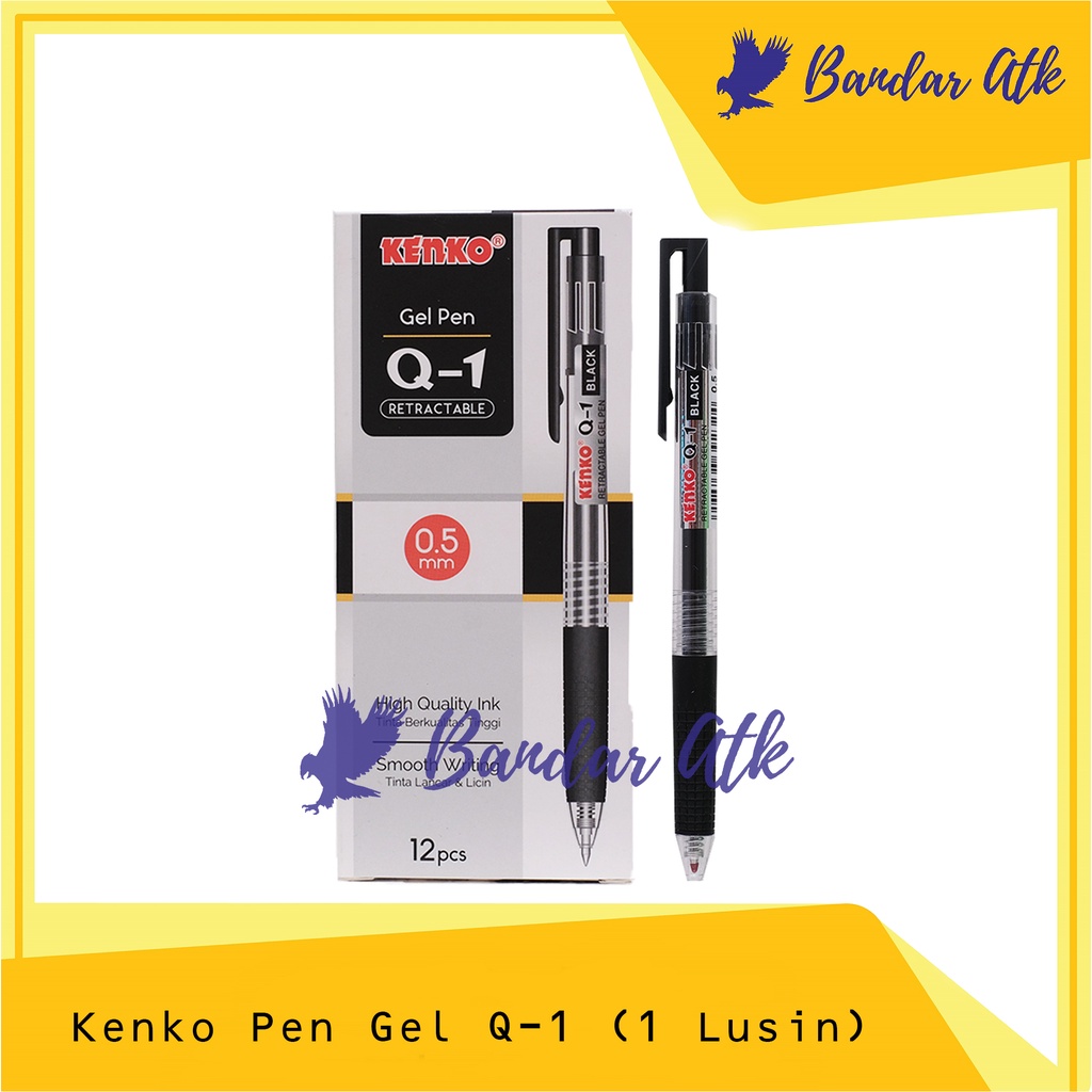 

KENKO Pen Gel Q-1 Retractable Pulpen Pena Ballpoint - Hitam [1 LUSIN]