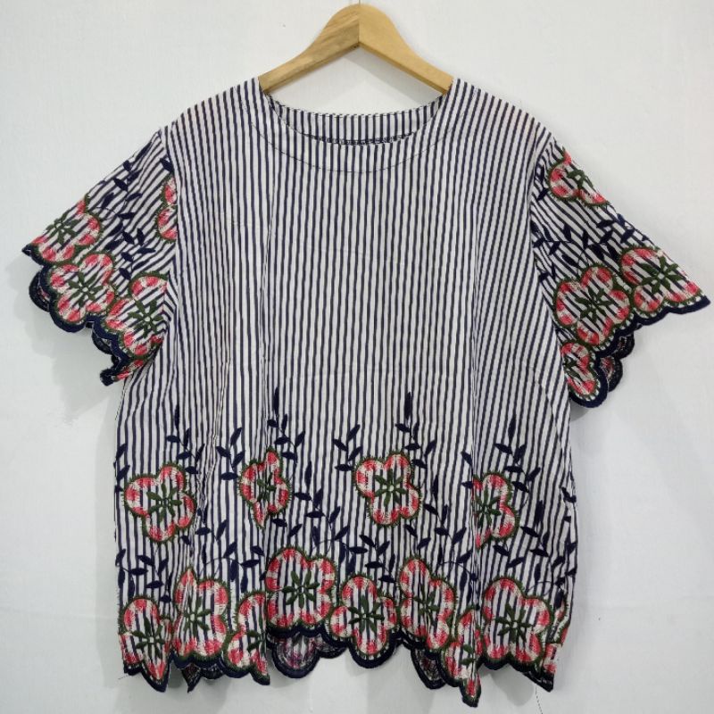 BLOUSE KATUN JUMBO BORDIR ATASAN WANITA