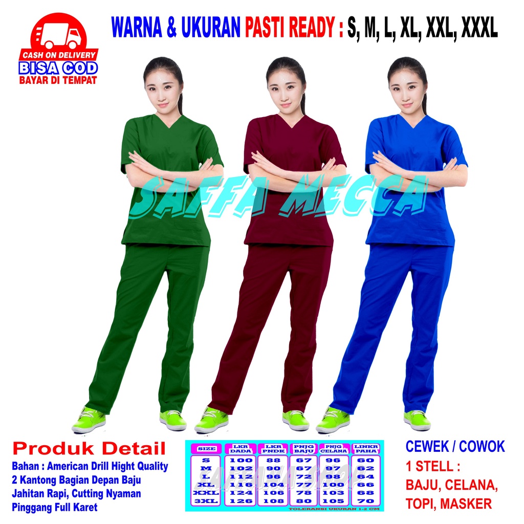 Scrub Perawat  Baju Oka COD  Scrub Baju Jaga  Baju OKA   Baju OK   Baju Perawat   Pria  Wanita Harga Murah Terbaru Lengan Pendek