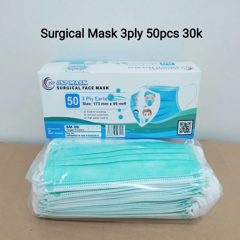 Jual Masker Bedah Medis Surgical Mask 3ply Isi 50pcs KEMENKES | Shopee ...