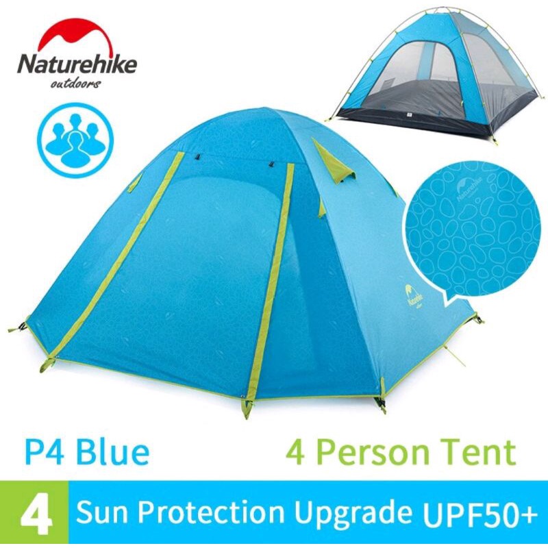 Tenda Naturehike 4 P ultralight profesional / P-Series NH18Z044-P Tenda Camping 4 Orang frame alumun