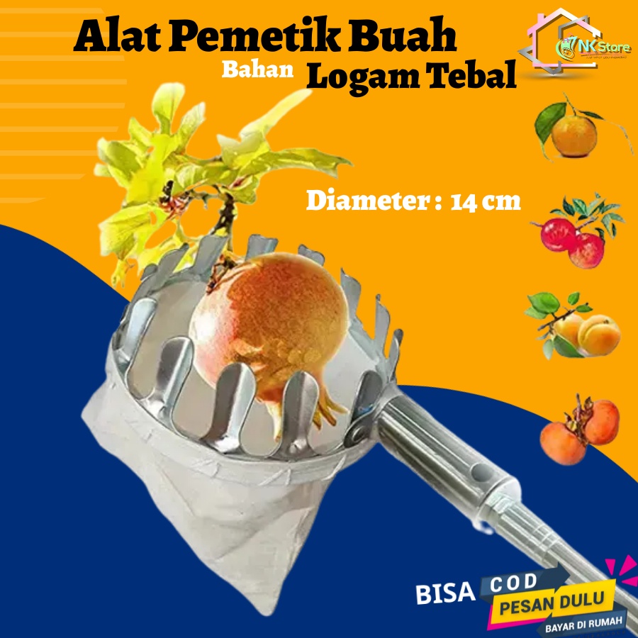 Tiang Petik 3/4/5/6m Pemetik Buah Pertanian Kebun  Buah Fruit Picker Mangga Apel Rambutan Srikaya