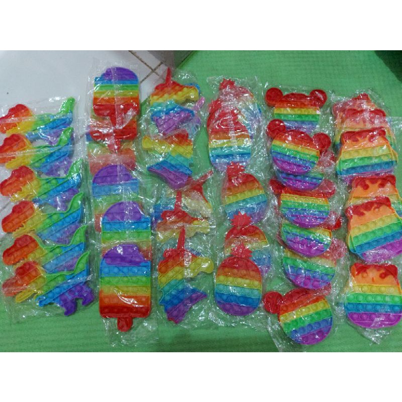 BUBBLE POP IT FIDGET TOY RAINBOW ukuran 12x12 || MAINAN EDUKASI ANAK KARAKTER PUSH POP IT-4