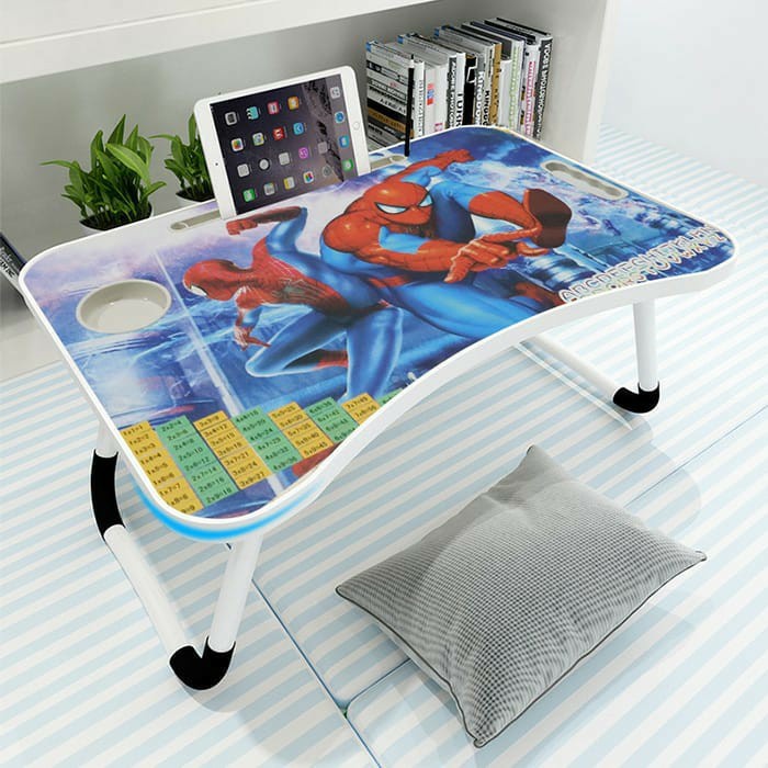 meja laptop lipat / meja belajar anak portable karakter + tempat gelas - karakterCewek,Cwok