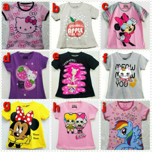 Ecer dan Grosir  Kaos  anak  cewek perempuan karakter 1 2 
