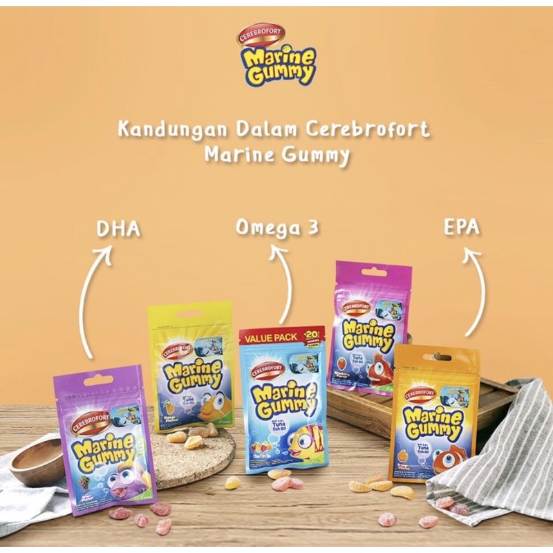 Cerebrofort marine gummy per sachet ( permen multivitamin mencerdaskan anak )