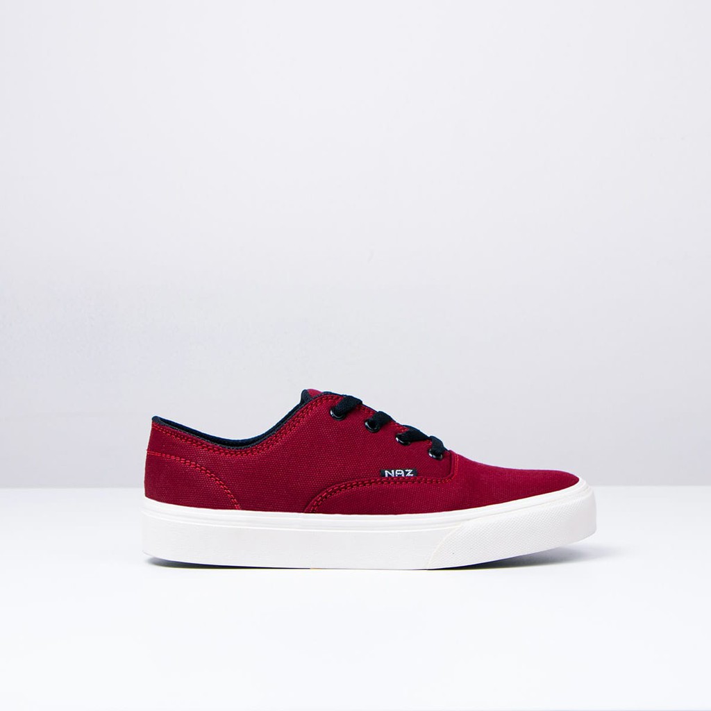 Sepatu Sneakers Kasual Pria Original Footwear Kanvas Merah Maroon NAZ