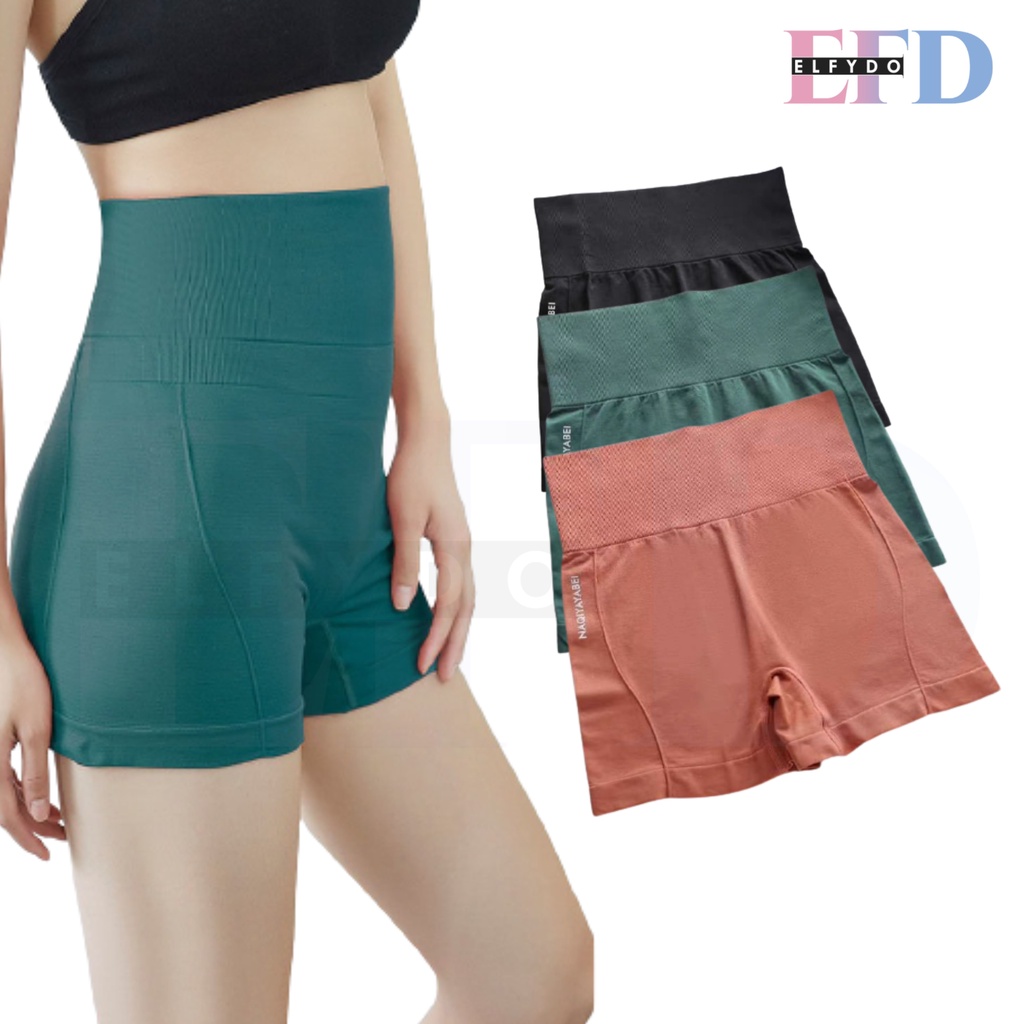 ELFYDO - W220 Celana Pendek Olahraga Gym Yoga Celana Sport High Waist