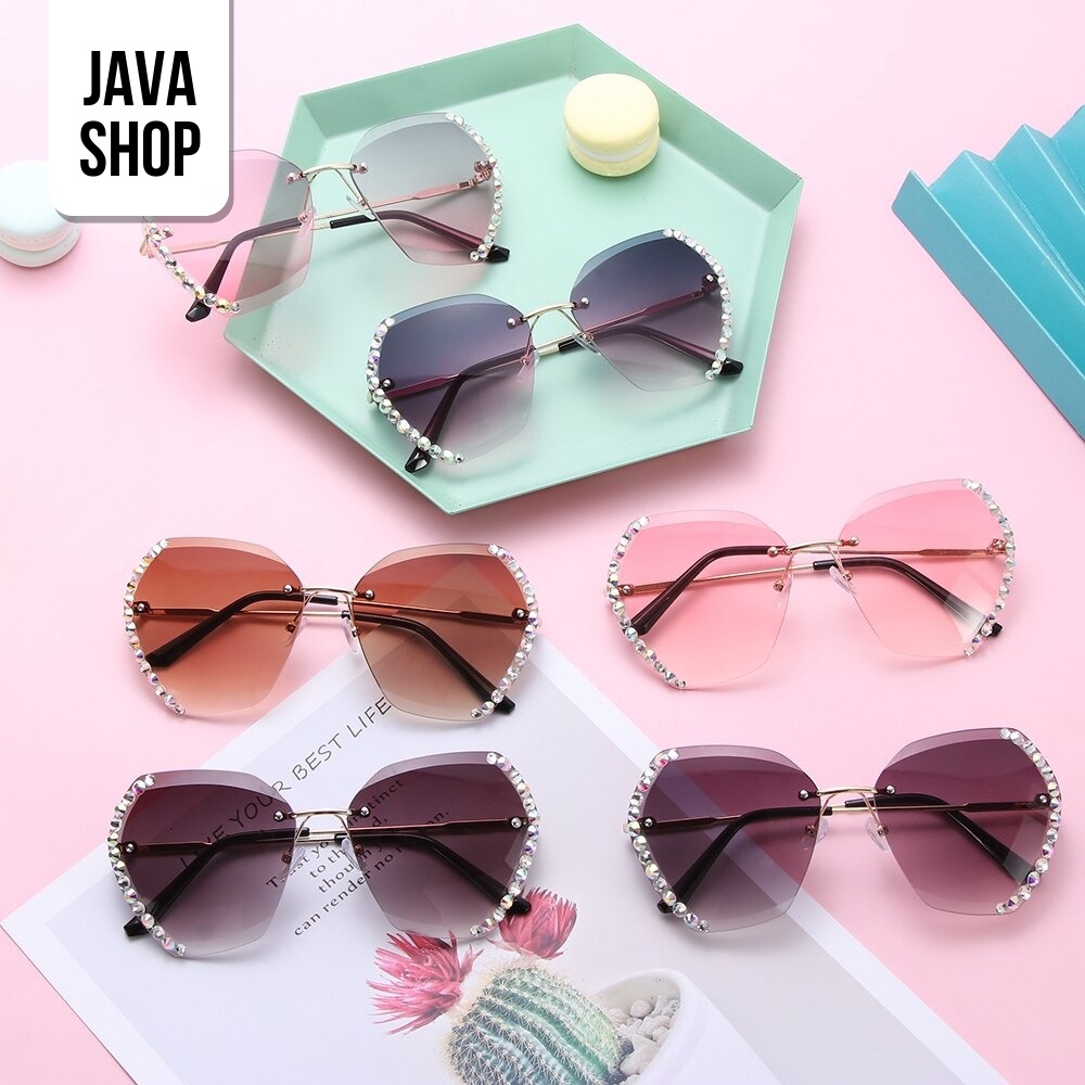 JAVASHOP Kacamata Wanita Diamond Bling Fashion Sunglasses