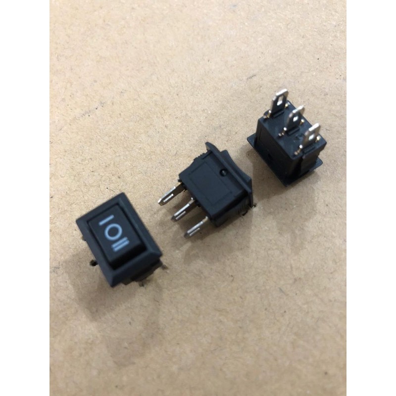 Rocker switch mini hitam 3 pin / 3 kaki ON OFF ON Kalkulator super mini