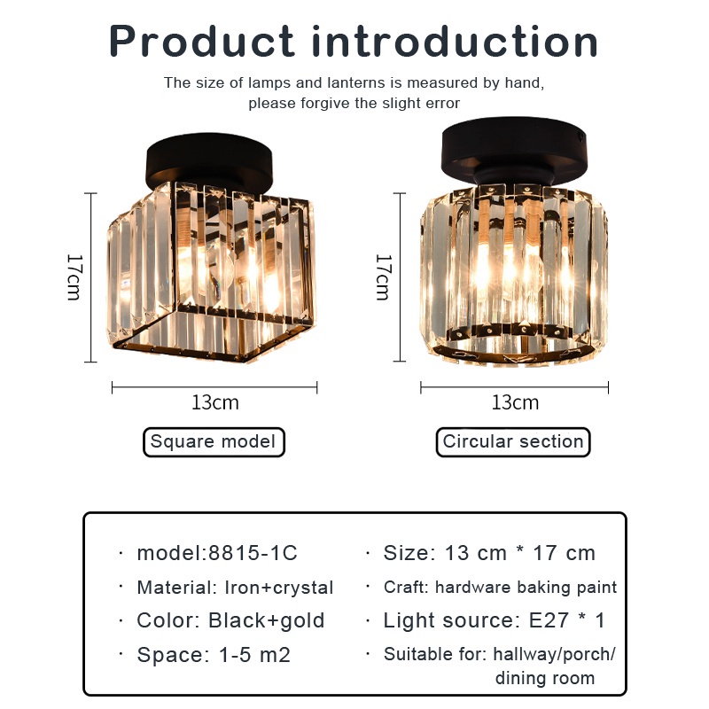 Lampu Kristal Plafon Rumah Lampu Ceiling Kristal Kotak Modern Crystal Round Ceiling Lamp