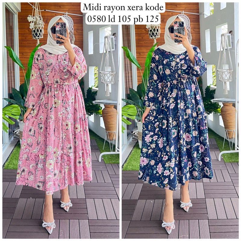 Midi Dress Rayon Terbaru / Midi Dress Rubiah Terbaru / Midi Dress Crinkle Terbaru / Midi Dress Jumbo