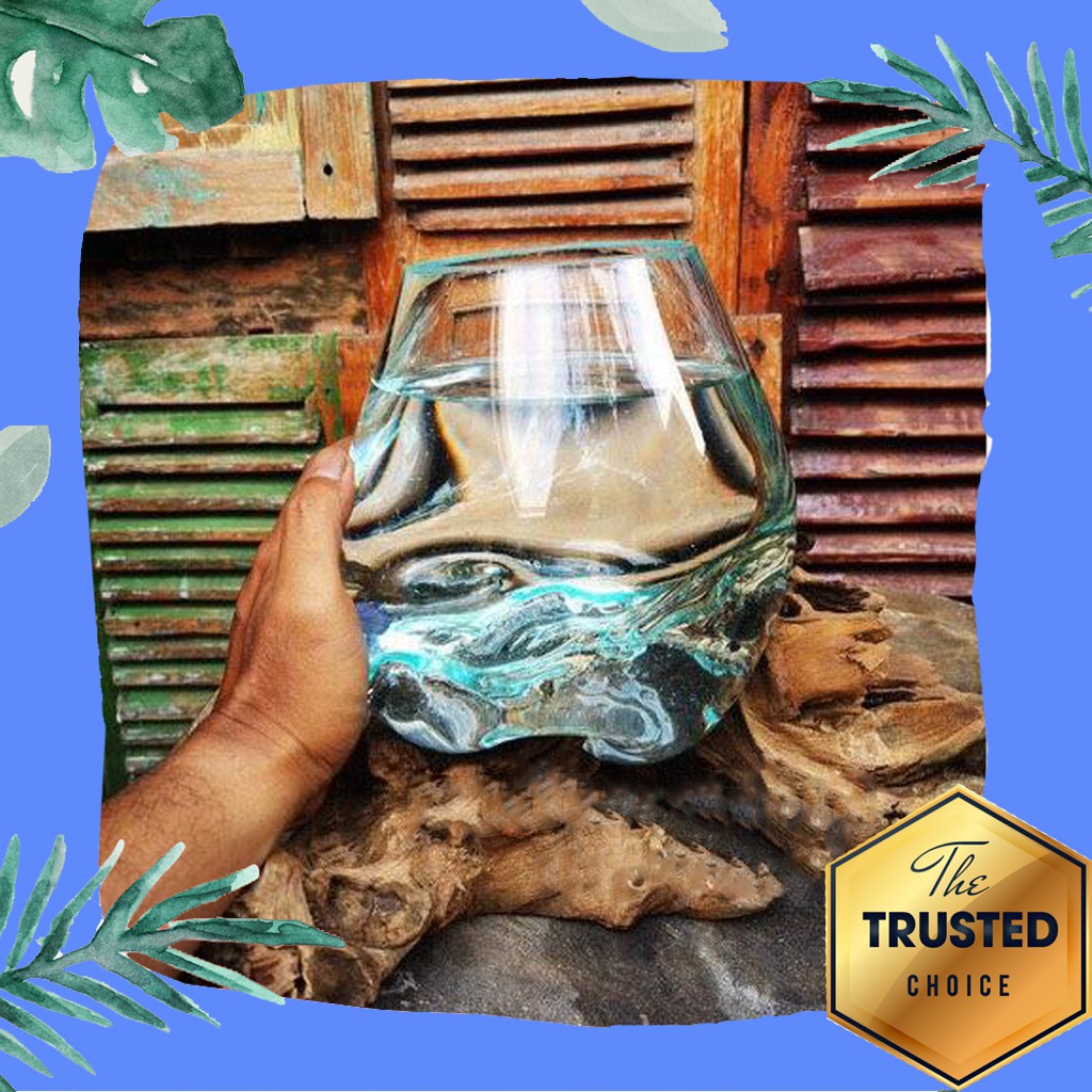 AQUARIUM AKUARIUM MINI IKAN CUPANG HIAS AKRILIK KACA BULAT KAYU UNIK | SOLITER IKAN CUPANG SELFI