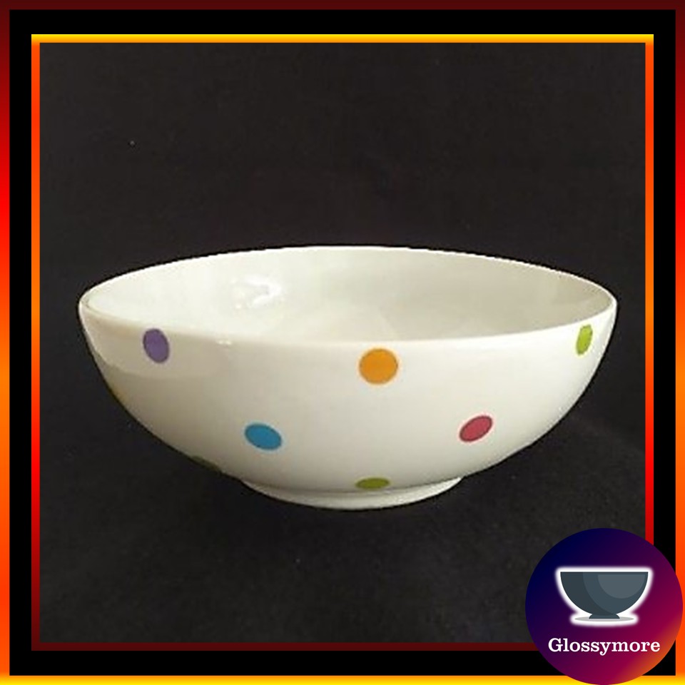 Mangkok Cantik Bowl Kecil Keramik Mangkuk Motif Warna Dot Pelangi Ukuran Diameter 16 cmxtinggi 6 cm