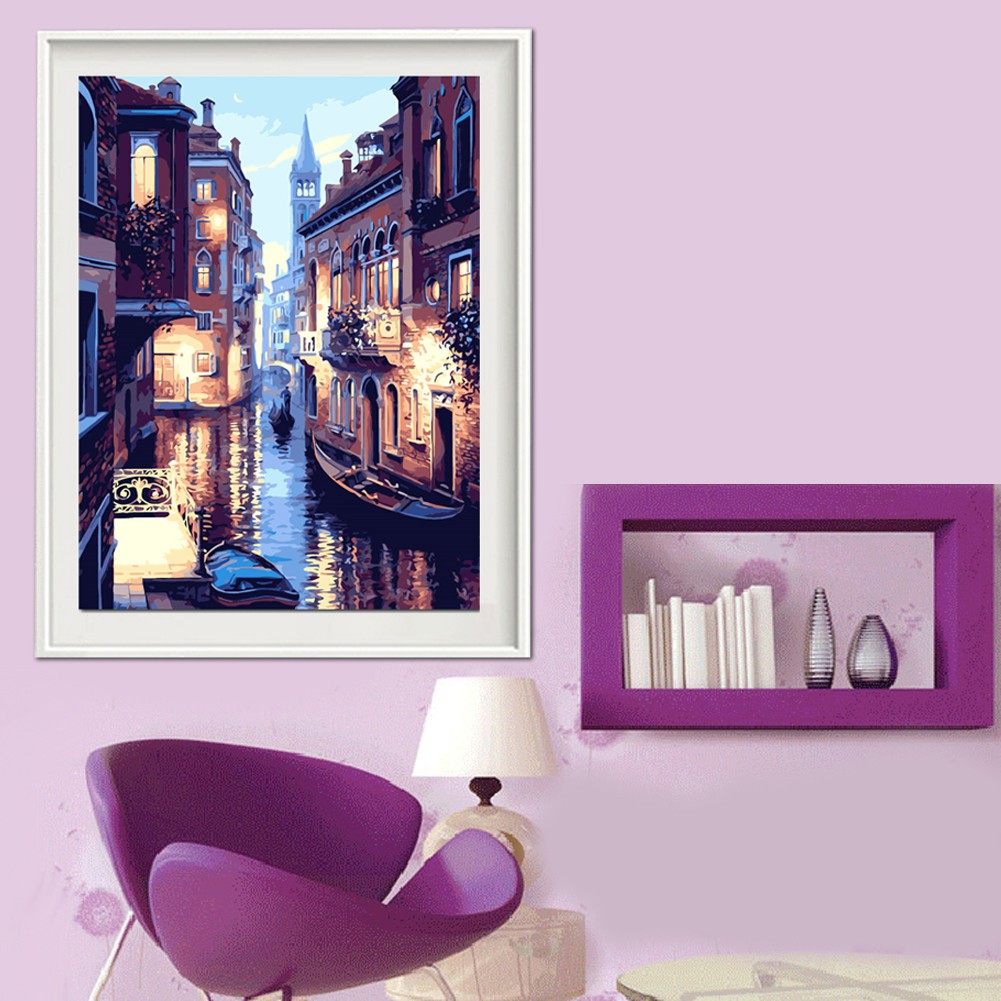  Cod  Lukisan Kanvas Cat  Minyak Gambar Venice Ukuran 30x40cm 