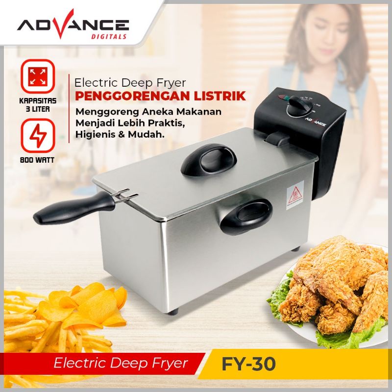 READY STOCK ADVANCE Electric Deep Fryer FY-30 3 Liter Hemat Listrik Garansi 1 tahun