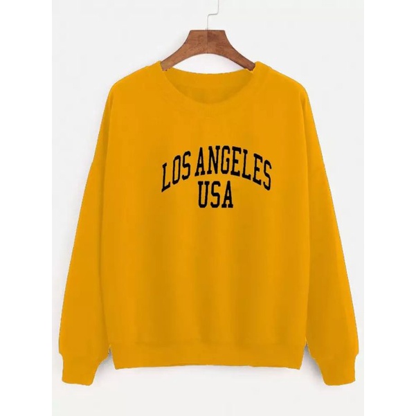 USA LOS ANGELES SWEATER UNISEX FLEECE TEBAL TERBARU'