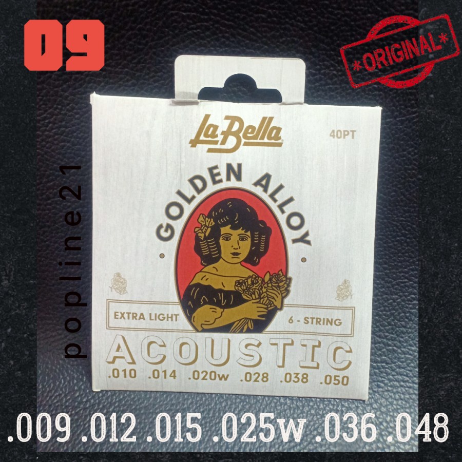 Senar gitar akustik La Bella Golden Alloy / Acoustic String LaBella 09