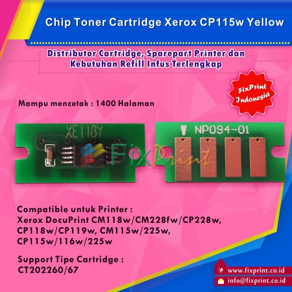 Chip Cartridge Xerox CP115W CP116W CP225W  Yellow, Color Printer Murah