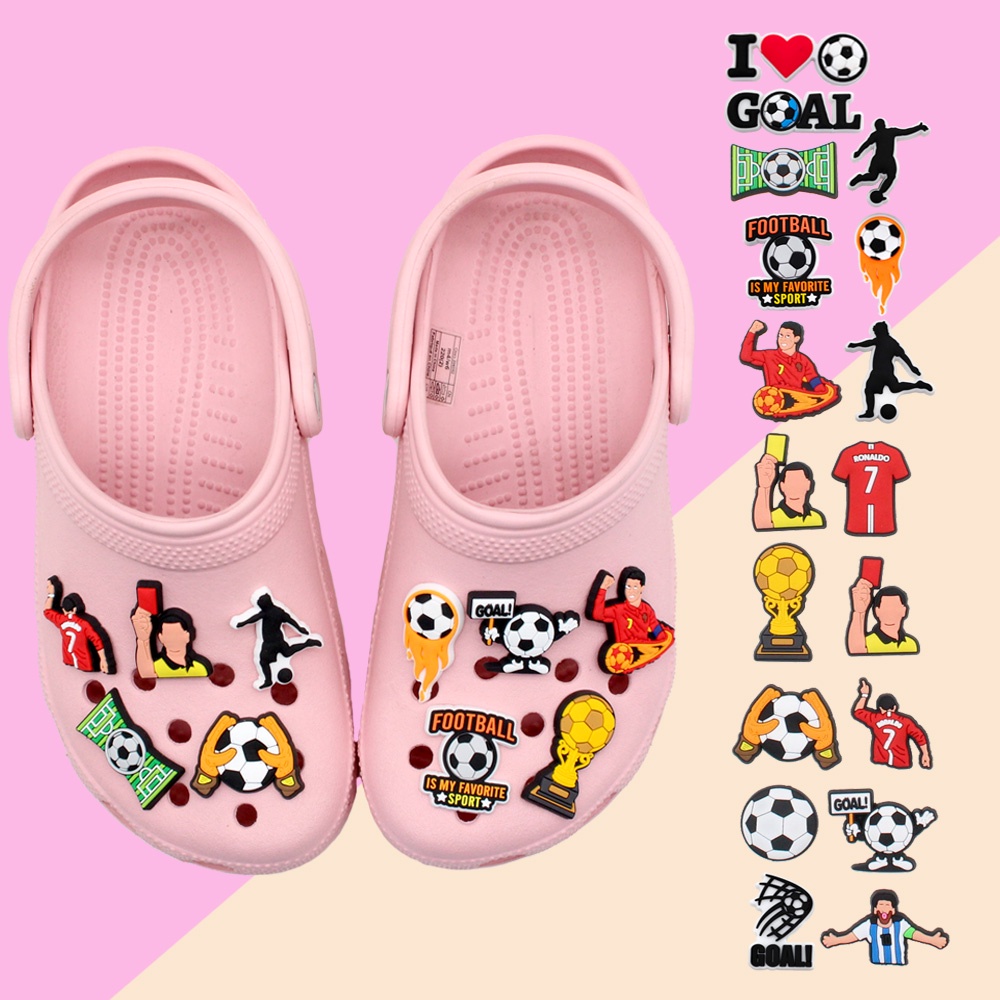 Football Crocs pin Jibbitz wanita charms sandal sepak bola DIY Aksesoris pria Bahan Untuk Dekorasi Sepatu Hadiah anak laki-laki