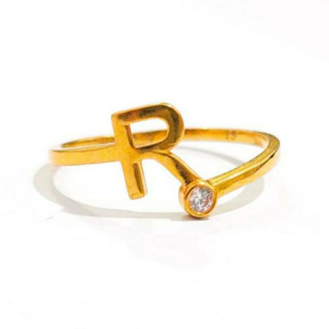 Cincin Emas asli model spiral kotak lempeng