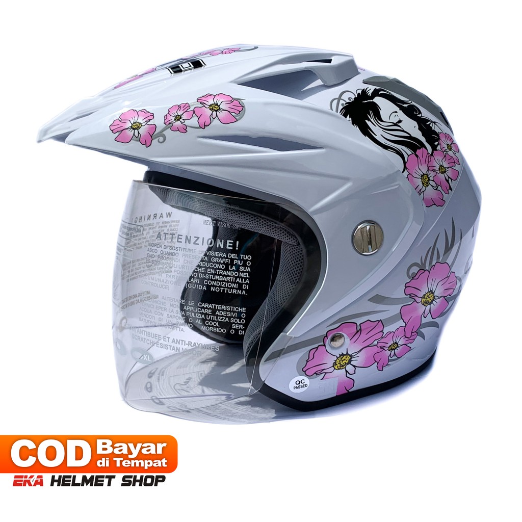 [Helm Dewasa] WTO Helmet Vision - Flower Ladies - White