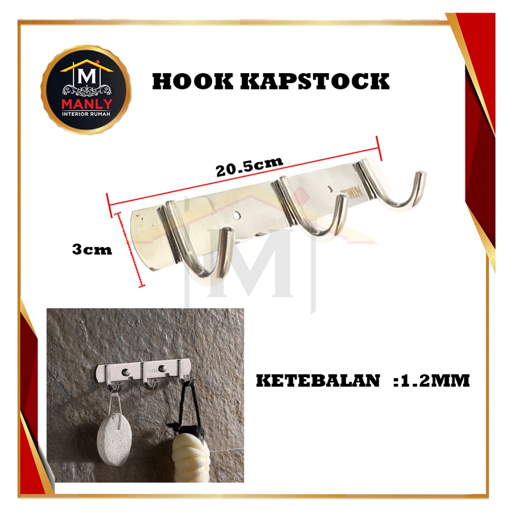 Kapstok Stainless Gantungan Baju / Cantolan Hook Kait 3 - 7 Hook Stainless Capstok, FREE SEKRUP