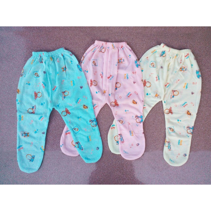 12pcs Celana Panjang SUNJOLY Bayi Baru Lahir Putih Warna | Anak Baby New Born Sun Joly Buka Tutup Kaki Pakaian | Open Sorex Grosir 12pcs