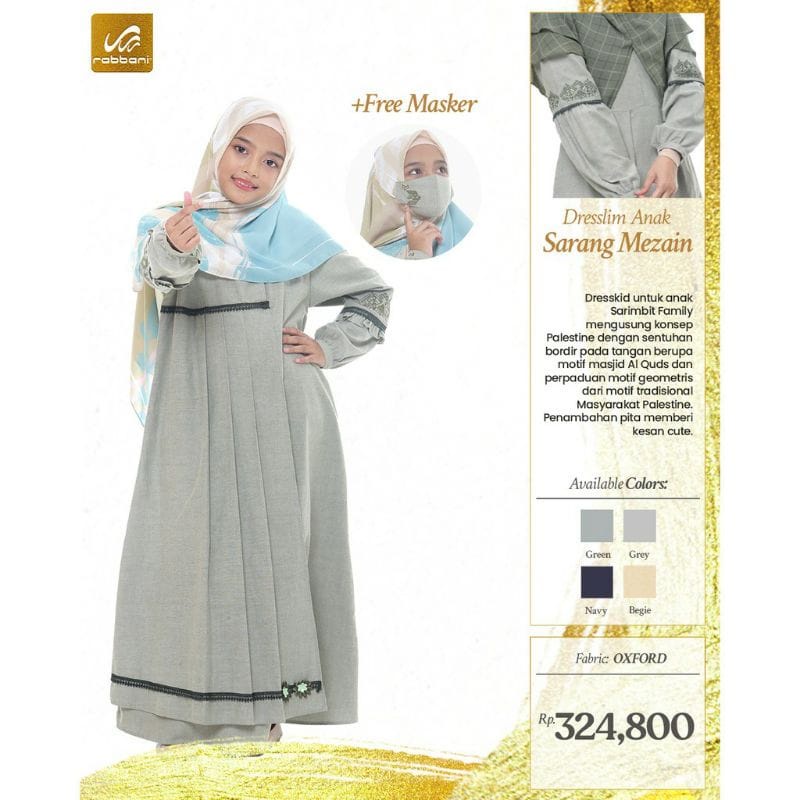 GAMIS ANAK PEREMPUAN SARANG MEZAIN RABBANI