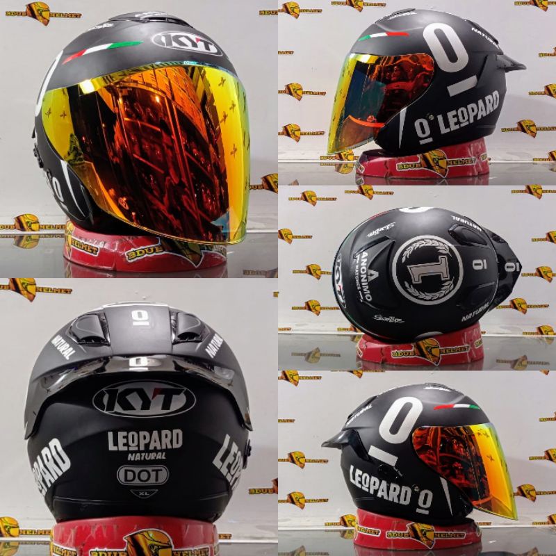 Helm KYT KYOTO R SOLID WHITE Original modif (PAKET GANTENG)-BLACK DOF/LEOPAR/gol