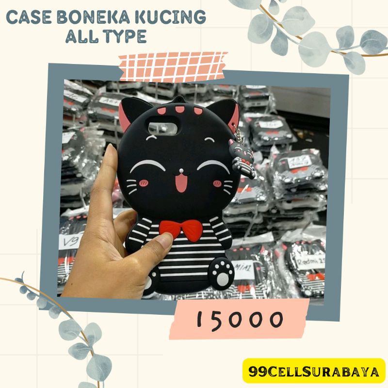 Silicon 3D case boneka kucing All type