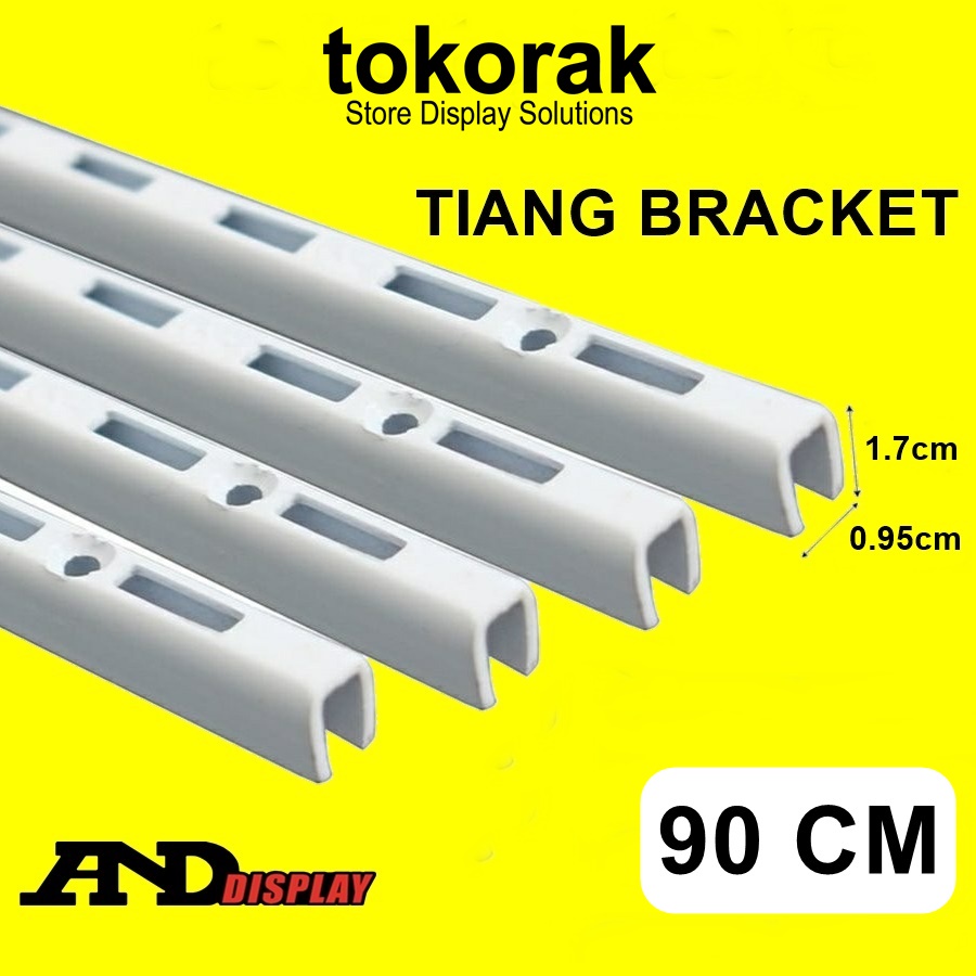 TIANG BRACKET 90 CM REL BRAKET PUTIH 90CM RAK DINDING AMBALAN KACA KAYU ANDDISPLAY